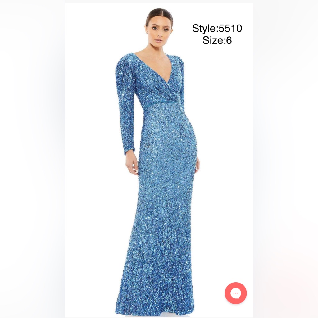 Puff Shoulder Sequined Surplice Gown